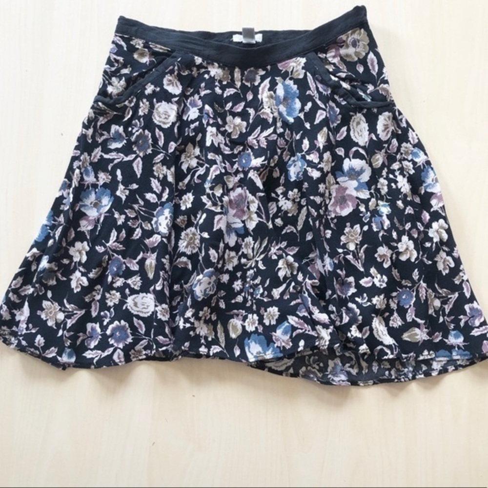 Ecote Black Skirt with Floral Pattern Size 0